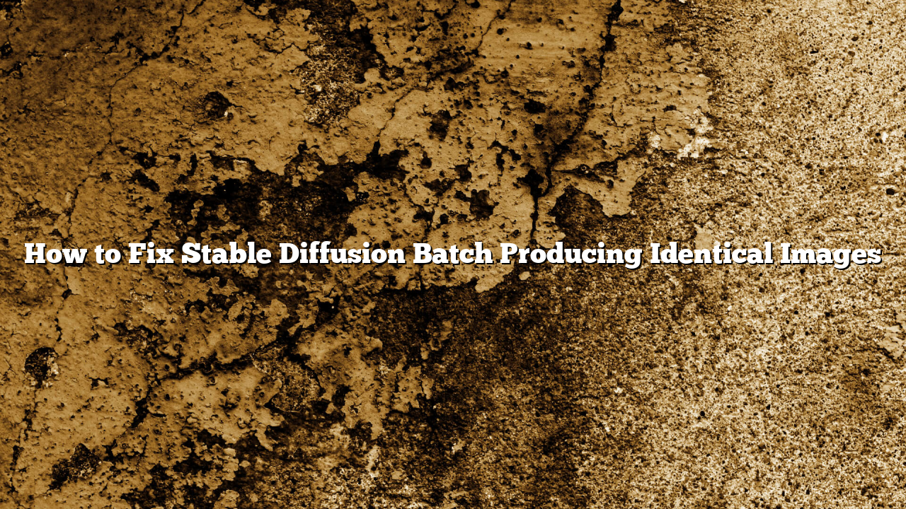 How to Fix Stable Diffusion Batch Producing Identical Images
